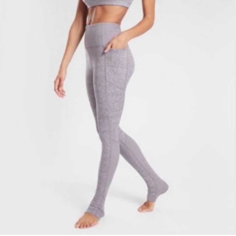 Athleta Exhale Stash Pocket Heel Tight Yoga Legging SoftLuxe Comet Purple XS EUC